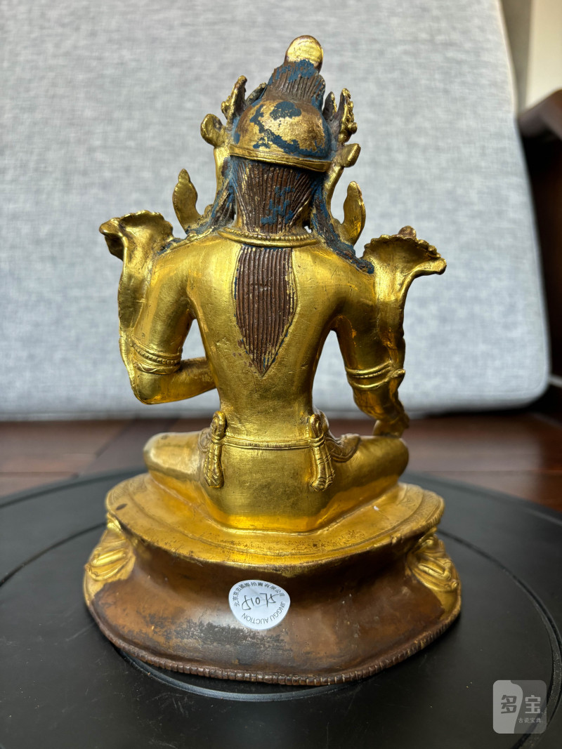 十四世纪 藏中风格 铜鎏金绿度母像 - 图8